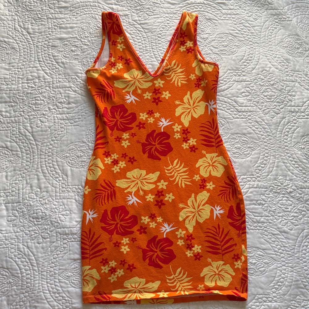 Wild Fable Bodycon Tropical Orange Dress